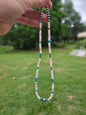 Pink opal and Kingman turquoise desert pearl necklace